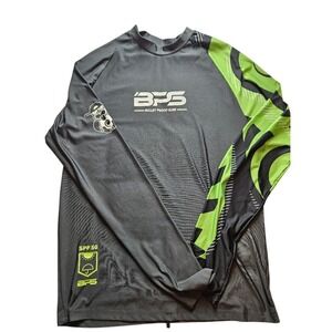 BPS Bullet Proof Surf Rash Guard Mens XL Gray Lime Green SPF 50 LS Shirt